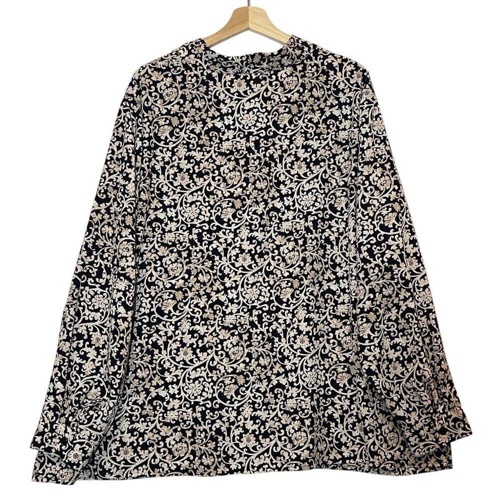 Maggie Barnes Women Blouse Shirt  26W Plus Size 3X Black Floral Button Top - Picture 2 of 9